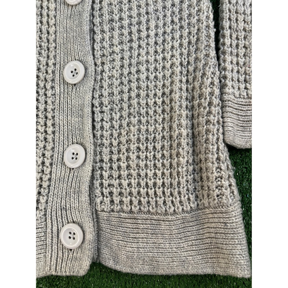Mossimo Womens XS Light Gray Waffle Knit Longline Button Front Cardigan Sweater - Picture 2 of 4